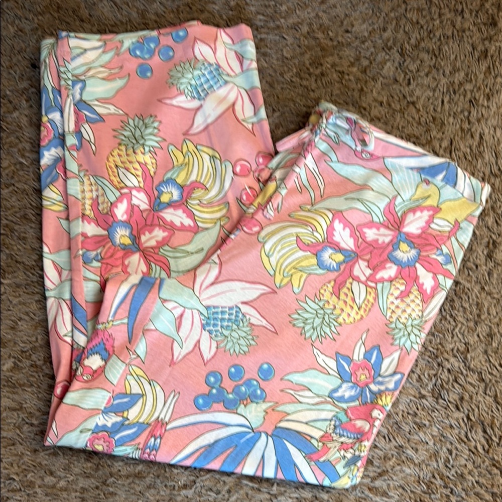 Talbots Floral Print Pants Pink Multicolor Size Small NEW